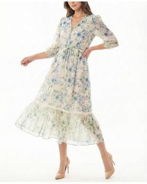 Taylor Petite Chiffon Button-front Midi Dress - White