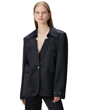 Pcfg Linen-blend Tailored Blazer - Black