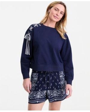 On 34th Lace Up Shoulder Sweatshirt Macys Exclusive - Blue