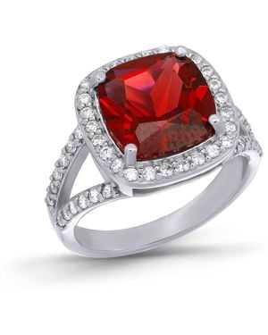 Macy's Cushion Cut Created Ruby Halo Statement Ring - Red