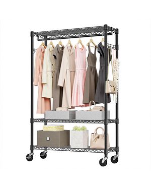 Rainsken Heavy Duty Garment Rack On Wheels - White