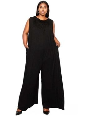 L I V D Plus Size Olson Wide Leg Pocket Jumpsuit - Black