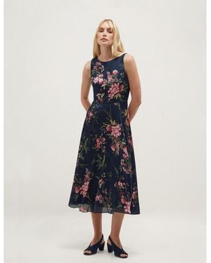 Hobbs Carly Floral A-line Sleeveless Dress - Blue