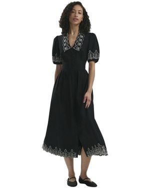 Finery London Arianna Embroidered Cotton Midi Dress - Black