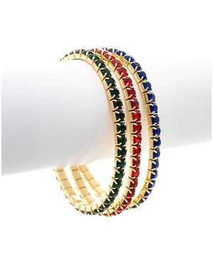 Rivka Friedman 18k Gold Plated Multi-color Cz Stretch Bracelet - Black