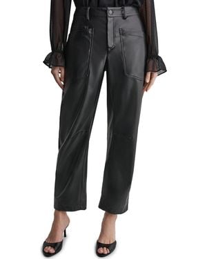BCBGMAXAZRIA Barrel Faux Leather Pants - Black