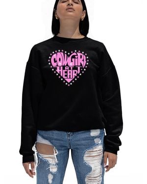 LA Pop Art Cowgirl At Heart Word Art Crewneck Sweatshirt - Black