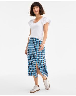 On 34th Side-slit Slip Skirt - Blue
