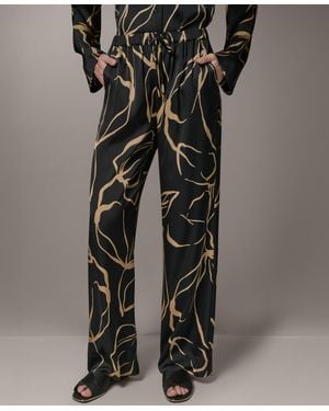 Donna Karan Printed Wide-leg Pull-on Pants - Black