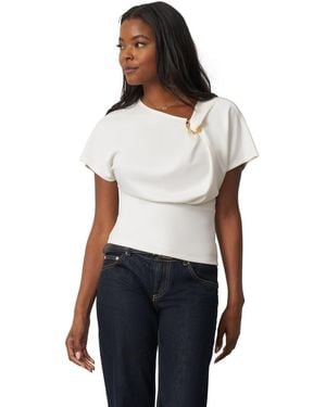 Cable & Gauge Asymmetrical Metal Ring Dolman Top - White