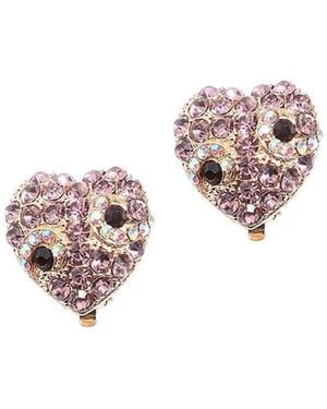SOH Crystal Heart Stud Earrings - Pink