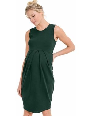 Hello Miss Maternity Sleeveless Pleated Bodycon Dress - Green
