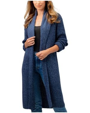 Simply Natural Nina Long Alpaca Coat - Blue