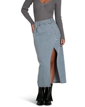 Belle & Bloom Can't Forget You Denim Midi Skirt - Blue