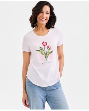 Style & Co. Graphic Short-sleeve Crewneck T-shirt - White