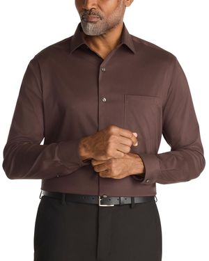 Van Heusen Regular Fit Spread Collar Dress Shirt - Brown
