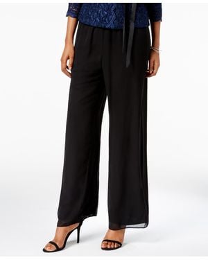 Alex Evenings Petite Chiffon Palazzo Pants - Black