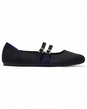 Rothy's Double Buckle Square Toe Adjustable Mary Jane Flats - Black