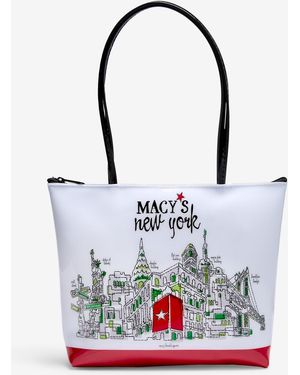 Macy's New York Skyline Graphic Zip Shoulder Bag - Blue