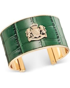 Ralph Lauren Gold Tone Logo Leather Bracelet - Green