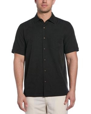 Cubavera Palm Print Short-sleeve Button-down Shirt - Black