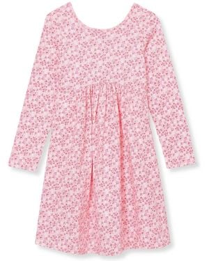 Lands' End Girls Long Sleeve Gathered Waist Jersey Dress - Pink