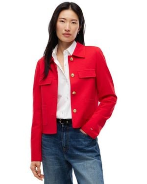 Tommy Hilfiger Ponte Novelty Band Collar Jacket - Red