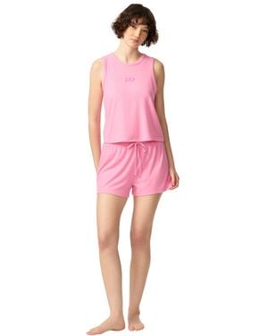 Gap Ribbed Tank Top And Pull-on Shorts - Pink