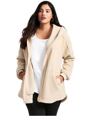 Avenue Plus Size Weekender Hooded Fleece Jacket - Natural