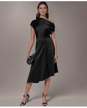 donna karan new york women's dot-print tie-neck a-line dress Donna Karan New York Women's Dot-Print Tie-Neck A-Line Dress - Clay Cream