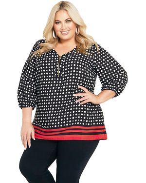 Avenue Malia Zip Border Top - Multicolor