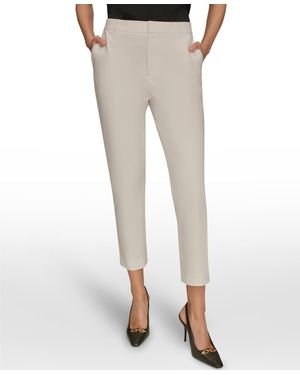 Donna Karan Flat-front Stretch Double-layer Pants - Natural