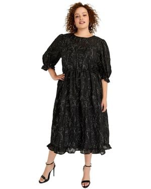 June + Vie June + Vie June + Vie Metallic Jacquard Dress - Black