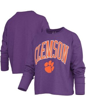 Pressbox Clemson Tigers Motley Boxy Waist-length Long Sleeve T-shirt - Purple