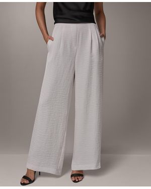 Donna Karan Wide-leg Pull-on Pleated Pants - Gray