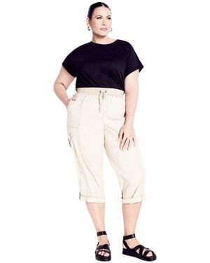 Avenue Plus Size Cotton Roll Up Capri - Blue