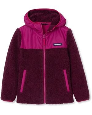 Lands' End Kids High Pile Fleece Hooded Jacket - Purple