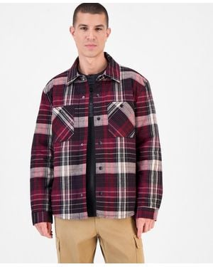 Sun & Stone Sun + Stone Plaid Button-front Shirt Jacket - Red