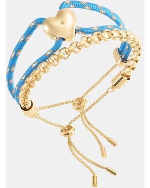 On 34th 2-pc. Set Cord & Metal Link Slider Bracelets - Metallic