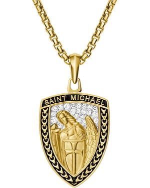 Bulova Gold Plated Saint Michael Pendant Necklace - Metallic