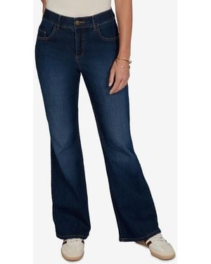 Ruby Rd. Petite Flare Mid-rise Cotton-blend Denim Jeans - Blue