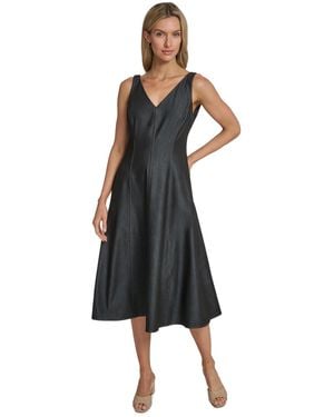 Calvin Klein Denim Fit And Flare Dress - Black