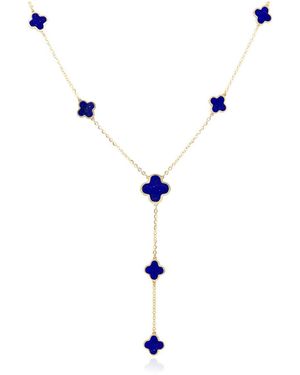 The Lovery Clover Station Lariat Necklace 14k Gold - White