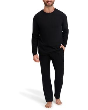 Hanes Waffle Crew Neck Sleep Set - Black