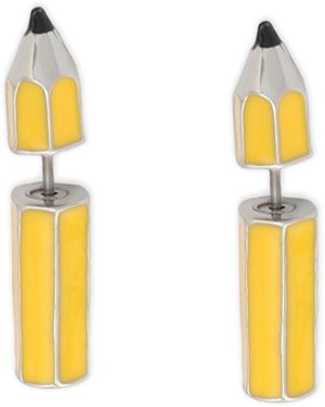 Betsey Johnson Yellow Straight Pencil Front Back Earrings