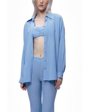Nocturne Bustier-detail Shirt - Blue