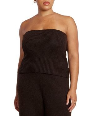 Eloquii Plus Size Sweater Ribbed Tube Top - Black