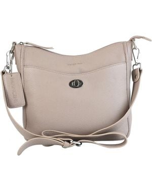 Mancini Pebble Elizabeth Leather Crossbody Handbag - Gray