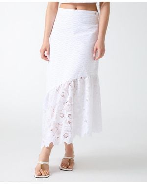 Guess Pull-on Flared Midi Skirt - White