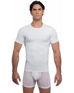 Rounderbum Cotton Compression Crew Neck T-shirt - White
